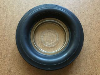 Vintage United States Rubber Company Advertising Glass Tire Ashtray