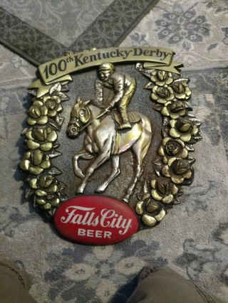 Falls City Beer Louisville Kentucky 100th Kentucky Derby Sign Fx - 2 - 1974