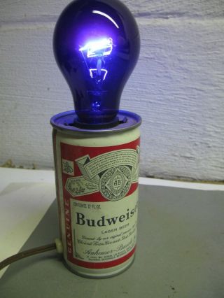 Vintage Budweiser Beer Can Lamp W/ Violet Light Bulb (black Lite)