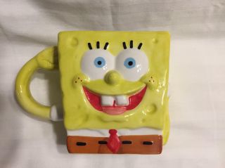 2005 Nickelodeon Spongebob Squarepants Special Collectors Ceramic Mug 2 Face