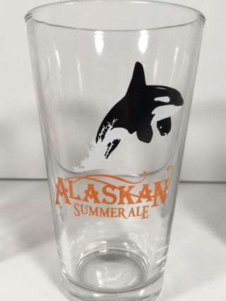 Vintage Alaskan Summer Ale Pint Beer Glass Orca Killer Whale