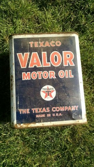 Vintage Texaco Valor Motor Oil Can 2 Gallon Star