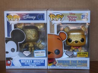 Funko Pop Mickey Mouse & Winnie The Pooh Glitter Gold Vinyl Figures (set Of 2)
