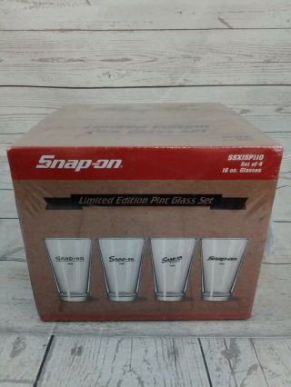 Snap - On Limited Edition Glass Set Of 4 Pint Glasses 16oz Ssx15p110
