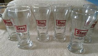 Set Of 6 Stag Beer Glasses " It 