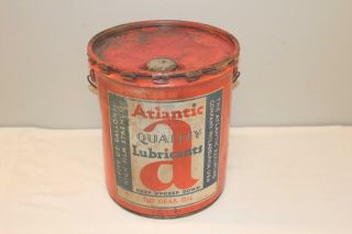 Vintage Atlantic A Quality Lubricants 5 Gallon Bucket Philadelphia Pa