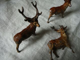 Antique Vintage Hand - painted Cast Metal Stag/Deer Grouping (Set 3) Germany – VGC 2