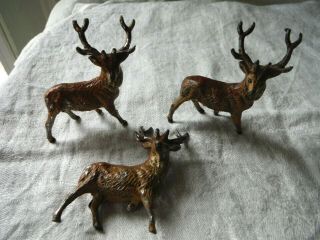 Antique Vintage Hand - painted Cast Metal Stag/Deer Grouping (Set 3) Germany – VGC 3