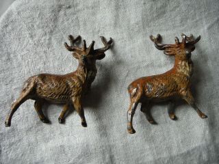 Antique Vintage Hand - painted Cast Metal Stag/Deer Grouping (Set 3) Germany – VGC 4