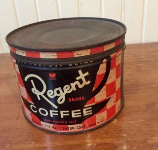 Rare Vintage Regent Brand Coffee Tin,  Advertising Tins