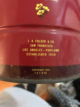 VINTAGE Folgers 2 LB Coffee Can 1959 Tin 5