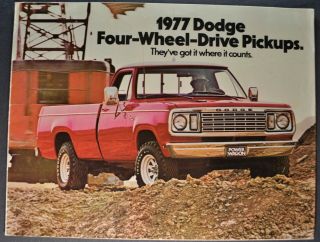 1977 Dodge 4 - Wheel Drive Power Wagon Pickup Truck Brochure 4x4 Orig 77