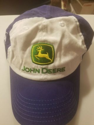 John Deere Cap Hat Blue White Logo Lowes Adjustable