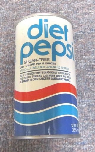 Vintage Diet Pepsi Can - Steel Pull Tab - Saccharin Cancer Warning