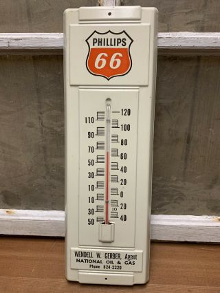 Vintage Phillips 66 Advertising Thermometer Old Gas Oil Service Bluffton In