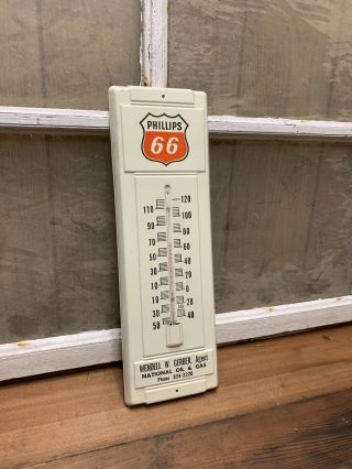 Vintage Phillips 66 Advertising Thermometer Old Gas Oil Service Bluffton IN 5