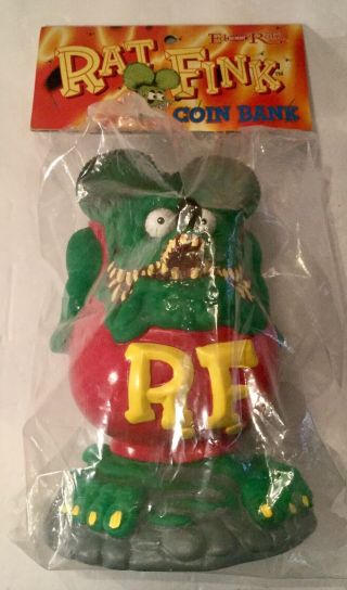 Rat Fink Big Daddy Roth Green Figure Mold Coin Bank Rare Licensed 2001
