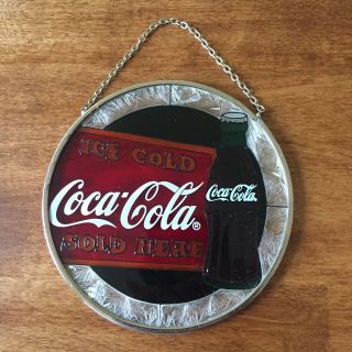 Coca Cola Stained Glass Hanging Home Decor 4 1/2 