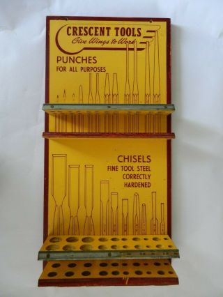 Vintage Crescent Tools Chisels And Punches Display Board