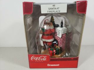 Coca Cola Christmas Ornament,  Santa At Fireplace 46,