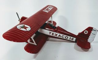 Ertl Texaco 14 Diecast Metal Bi Plane Coin Bank Nc563y 12 Inch Wingspan