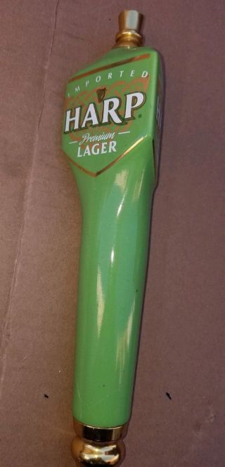 Guinness Harp Lager Beer Tap Handle 11 " Ceramic Man Cave Green