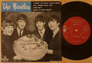 The Beatles " I Want To Hold Your Hand " Rare Swedish Red Odeon Ep
