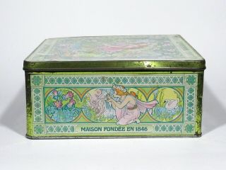 Vintage French Cookie Tin Box,  Alfons Mucha,  Spring,  Woman,  “LU” (Lefèvre - Utile) 5