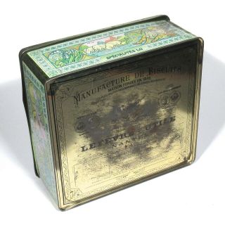 Vintage French Cookie Tin Box,  Alfons Mucha,  Spring,  Woman,  “LU” (Lefèvre - Utile) 8