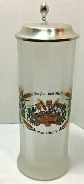 German Beer Stein Lid Hopfen Und Malz Gott Erhalts Frosted Glass