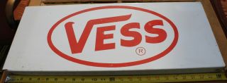 Large Vintage Vess Soda Pop Cola Sign Soft Drink Red White 24 " X10 " Oval Logo