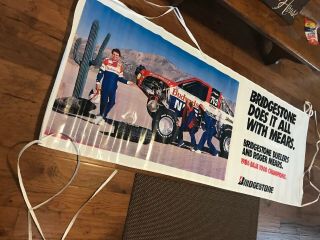 Vintage Rick Mears Bridgestone Tires 1986 Baja 1000 Champion Vinyl Banner/sign