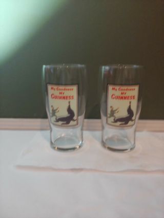 (2) Vintage Guinness  Pint Glasses My Goodness,  My Guinness Label