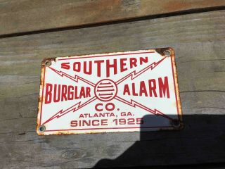 Old Southern Burglar Alarm Co.  Porcelain Advertising Sign In Atlanta Georgia