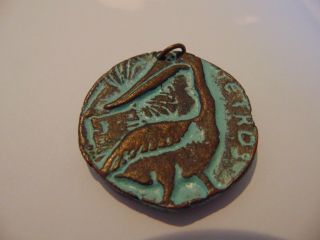 Vintage Bronze Petros Pelican Medallion 2 Inch