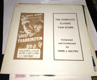 Hans J.  Salter ‎ghost Of Frankenstein Ost 1979 Limited Ed.  Rare Horror Film