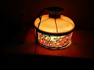 Rare Vintage 1960s Pepsi Cola Soda Pop Lighted 10” Hanging Light Lamp Shade