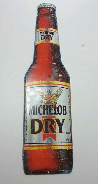 1989 Michelob Dry Beer Bottle Cut - Out Anheuser - Busch Metal Sign 30 " Tall
