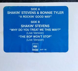 Shakin’ Stevens and Bonnie Tyler VERY RARE Promo Only HONG KONG 12” Vinyl Single 7