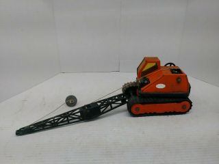 Vintage Tonka Pressed Steel Crane Crawler With Metal Hook Orange