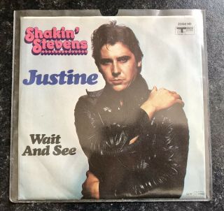 SHAKIN’ STEVENS 7” 45 JUSTINE Track GERMANY 1978 P/S Rockabilly Rock’n’Roll RARE 2