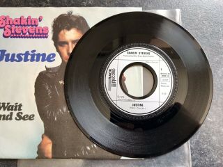 SHAKIN’ STEVENS 7” 45 JUSTINE Track GERMANY 1978 P/S Rockabilly Rock’n’Roll RARE 3
