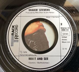 SHAKIN’ STEVENS 7” 45 JUSTINE Track GERMANY 1978 P/S Rockabilly Rock’n’Roll RARE 6