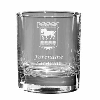 Ipswich Town F.  C - Personalised Old Fashioned Whisky Tumbler (crest)