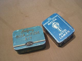 1940s Accessory Tin Boxes Fuse Lamps Gm Ford Chevy Dodge Vintage Auto
