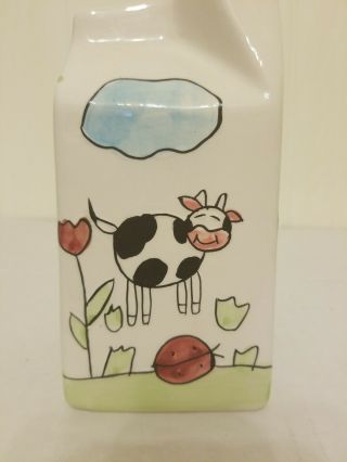 Vintage Ganz Cow Ceramic Milk Carton 6” Tall Whimsical Quaint Farmhouse Country