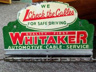 Vintage Whitaker Automotive Cables Die Cut,  Embossed Display Sign.  L@@k
