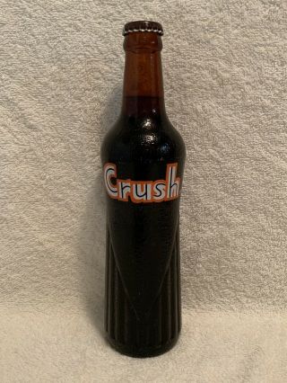 Full 12oz Crush Root Beer Acl Amber Soda Bottle Orange Crush