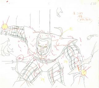 Marvel Pryde Of The X - Men Production Cel Drawing Colossus