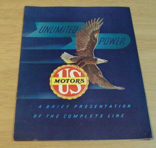 1949 Advertising Brochure " Us Electrical Motors " Complete Line Illustrated